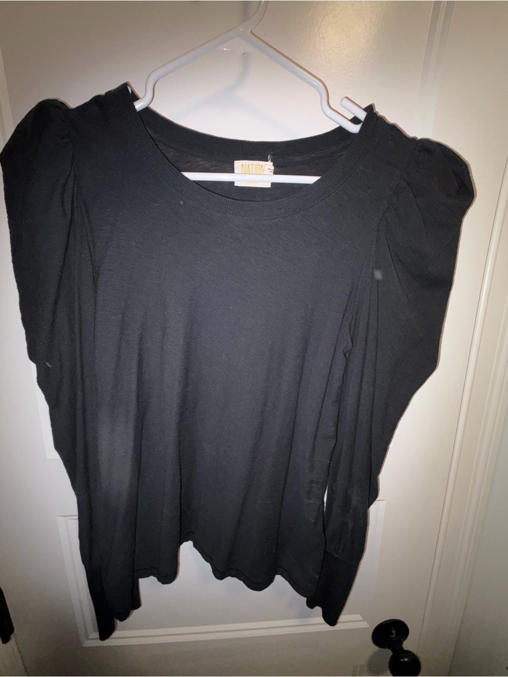 Nation LTD Black Puff-Sleeve Long Sleeve Tee